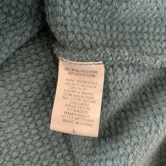 Easel Teal Chenille V Neck Pullover Sweater Slouchy Fit Large Cozy Soft - Picture 6 of 6
